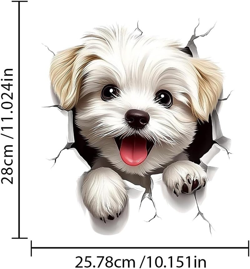 Iprokiu Cute Animal Toilet Sticker Waterproof 3D Funny Dog Cracking Toilet Seat Lid Decal Bathroom Wall Sticker Squirrel Toilet Lid Decal Home Decoration (White Dog) - Image 4